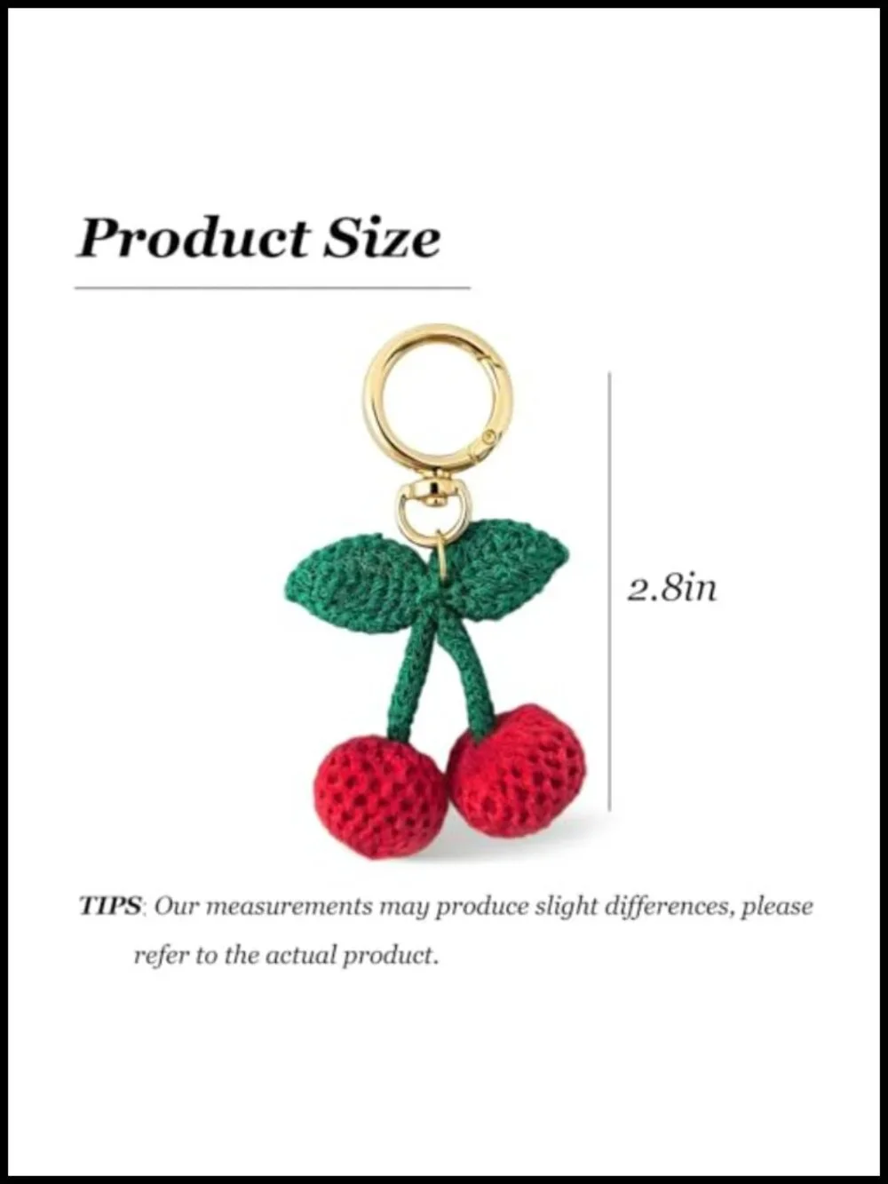 Cute Crochet Turtle Keychain Donut Cherry Bag Charm Handmade Plush Accessory
